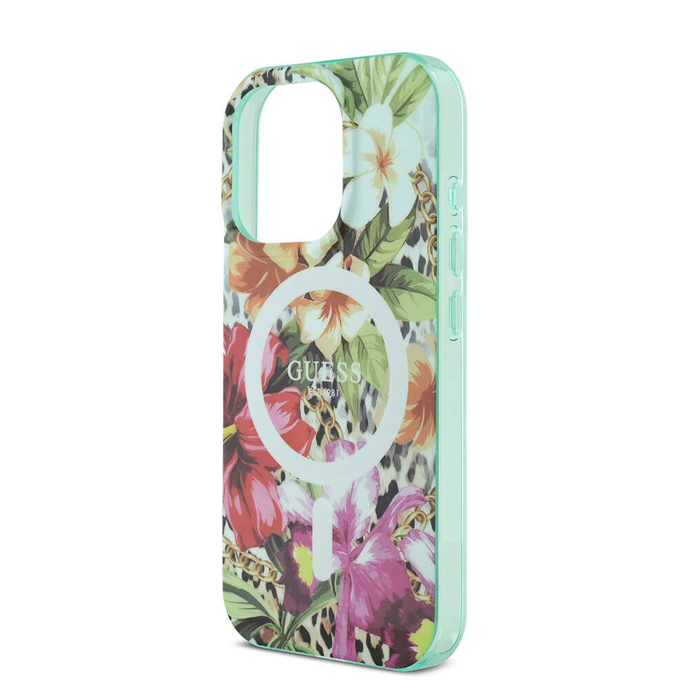 Guess iPhone 16 Pro Max Orjinal Lisanslı M-safe Şarj Özellikli IML Baskılı Jungle Ring Kılıf Guess iPhone 16 Pro Max Orjinal Lisanslı M-safe Şarj Özellikli IML Baskılı Jungle Ring Kılıf